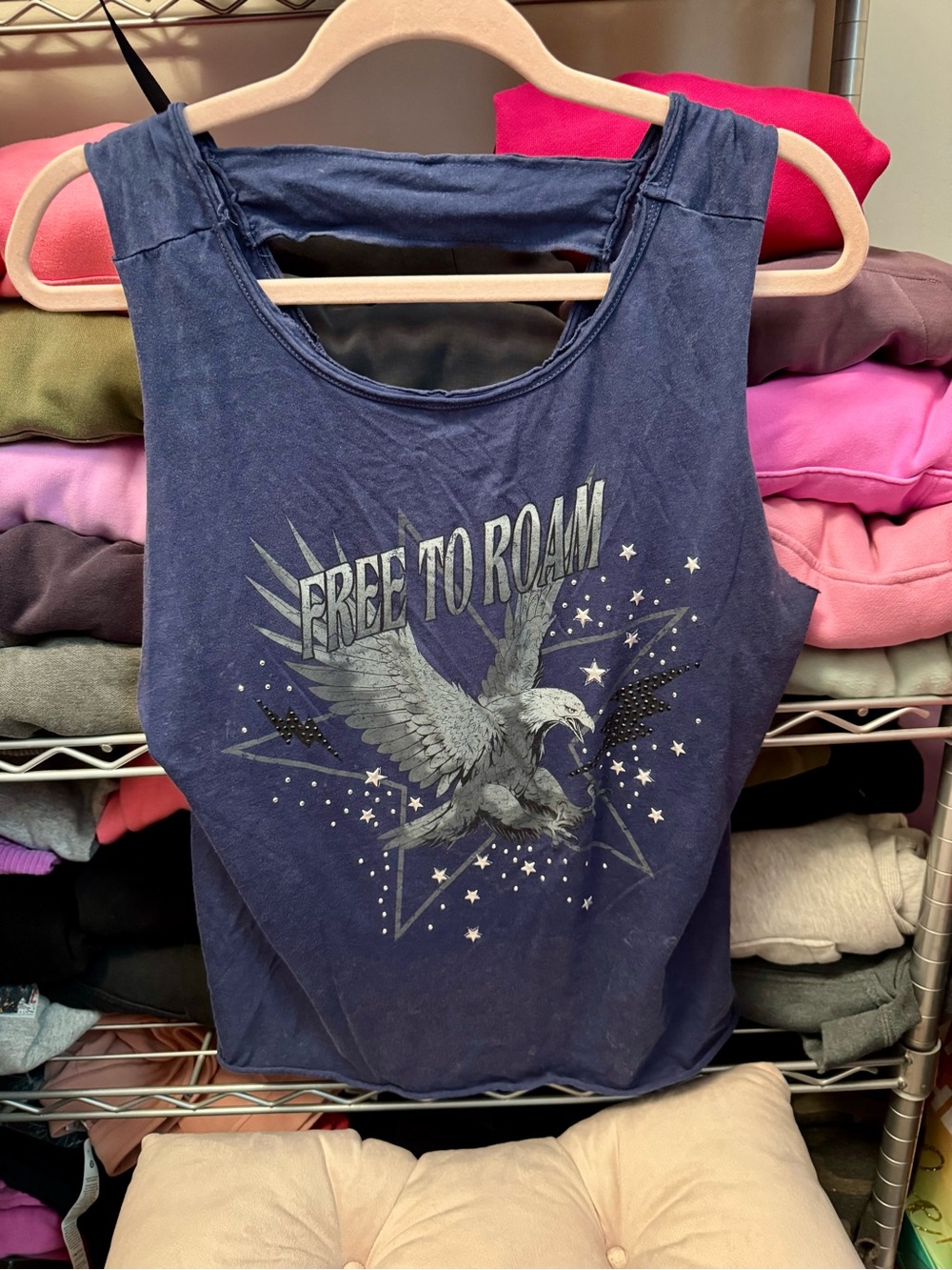 Free To Roam Eagle Graphic Tank Top - Navy Large